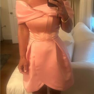 Chic Off-Shoulder Pink Mini Dress